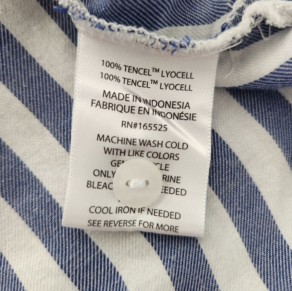 Lola River Flowing Lightweight Short Sleeve Striped Button Down Large - Picture 5 of 5